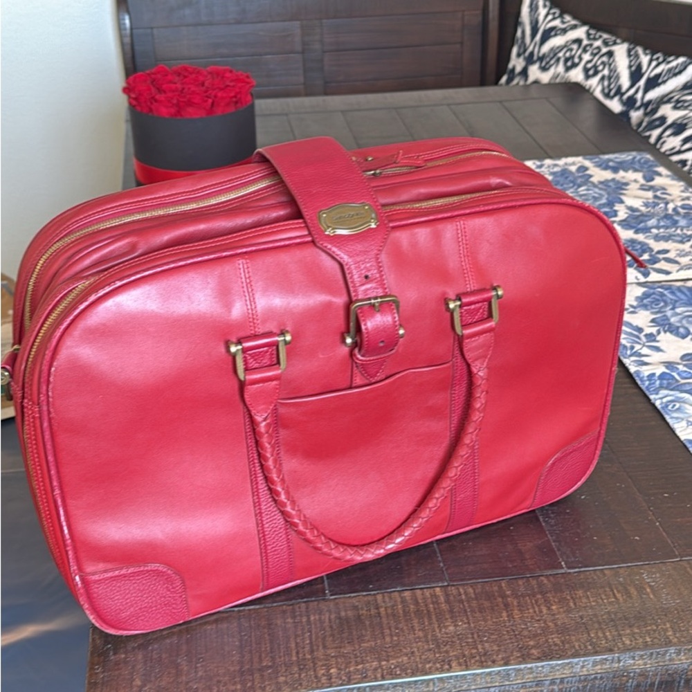 Samsonite Black Label Red Cowhide Leather Soft Suitcase Carry-on/Weekend Bag